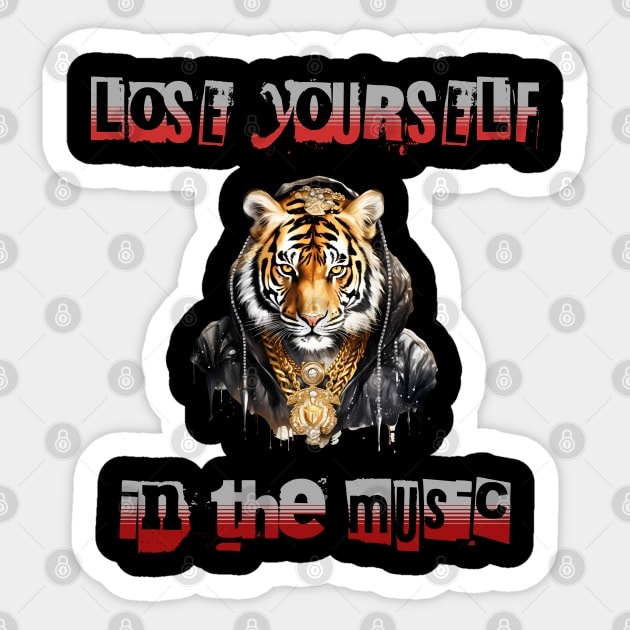 Lose yourself in the music tee Sticker by Steve